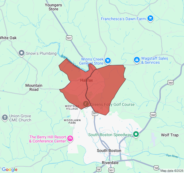 Map of septic coverage in Halifax, VA