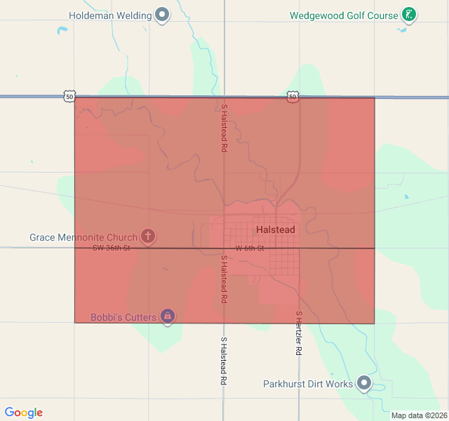 Map of septic coverage in Halstead, KS