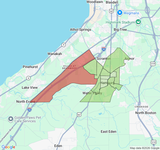 Map of septic coverage in Hamburg, NY