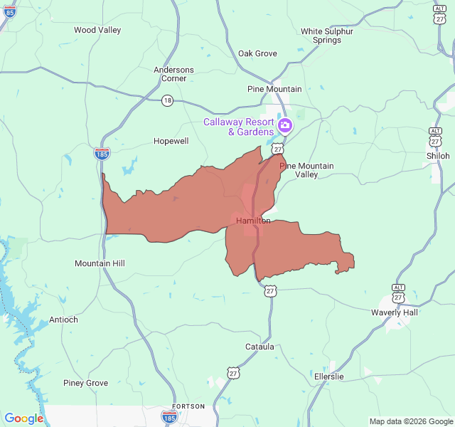 Map of septic coverage in Hamilton, GA