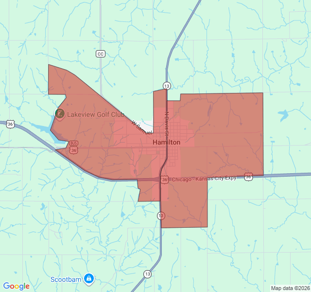 Map of septic coverage in Hamilton, MO