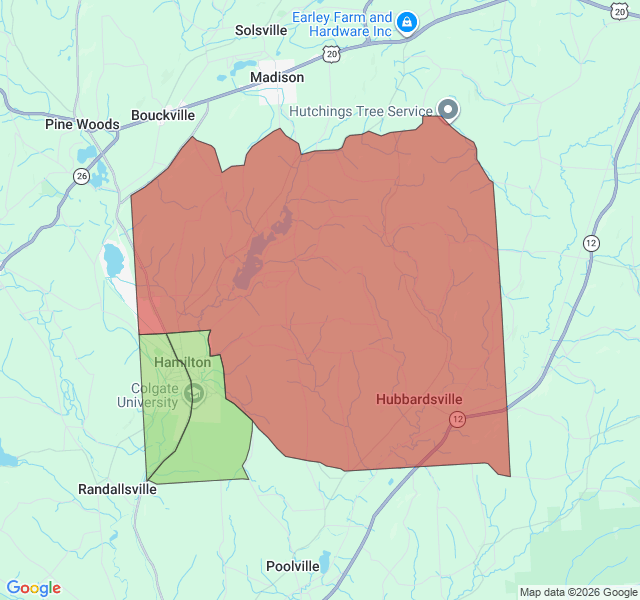 Map of septic coverage in Hamilton, NY