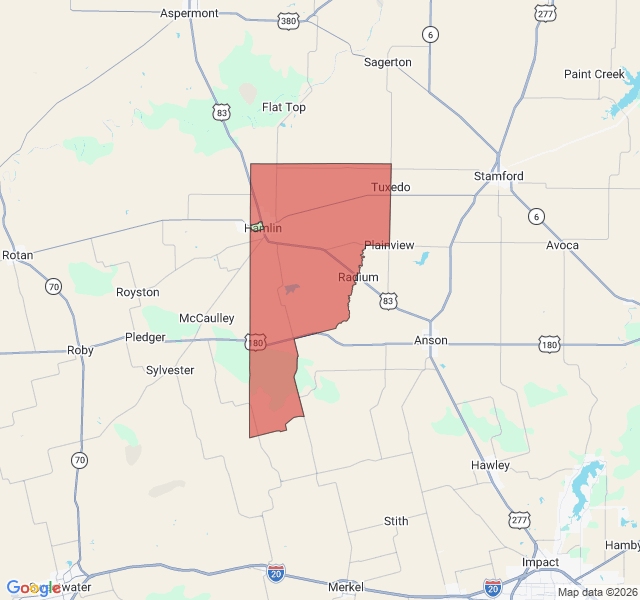 Map of septic coverage in Hamlin, TX
