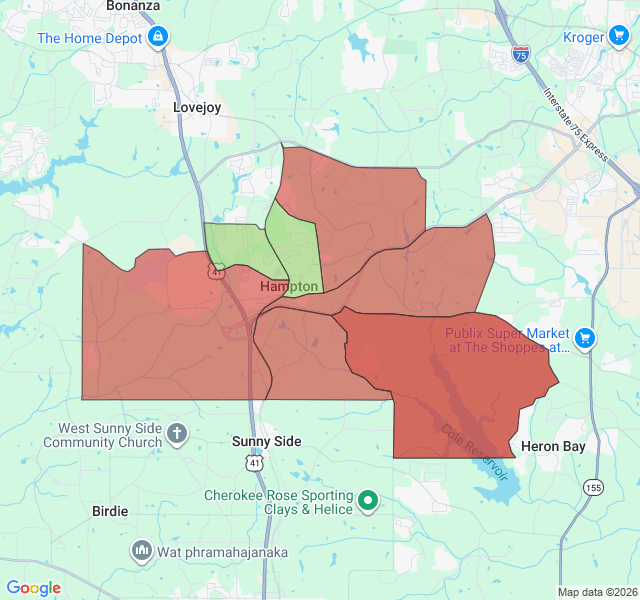 Map of septic coverage in Hampton, GA