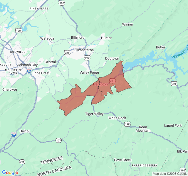 Map of septic coverage in Hampton, TN