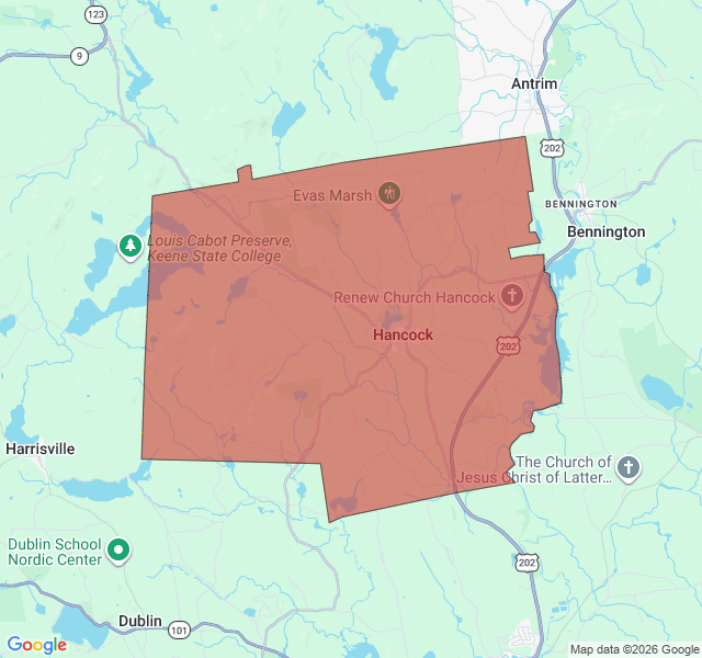 Map of septic coverage in Hancock, NH