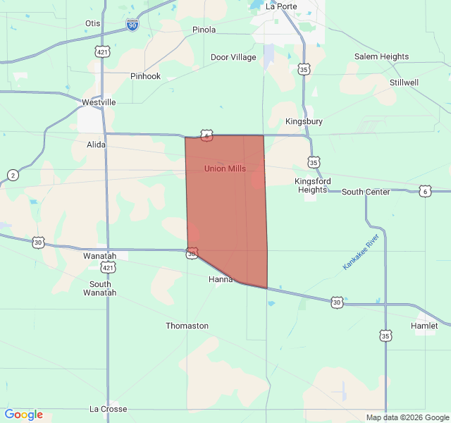Map of septic coverage in Hanna, IN