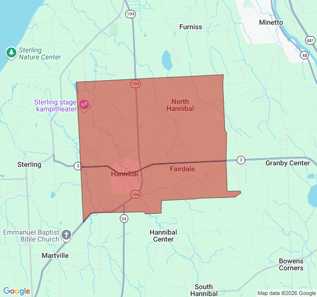 Map of septic coverage in Hannibal, NY
