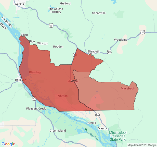Map of septic coverage in Hanover, IL
