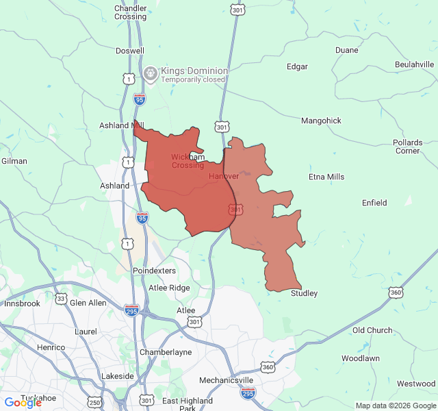 Map of septic coverage in Hanover, VA