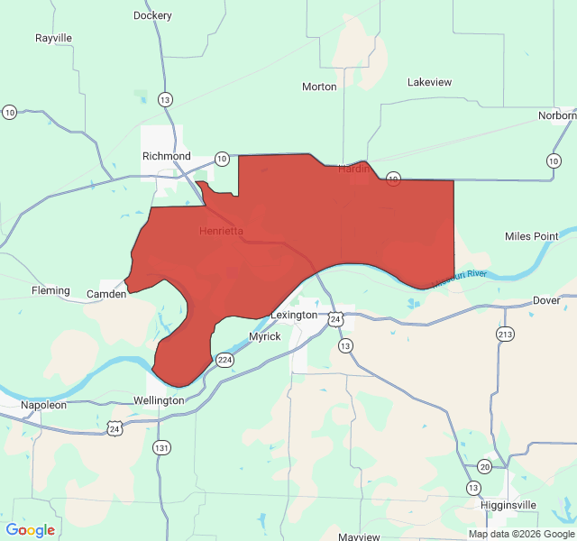 Map of septic coverage in Hardin, MO