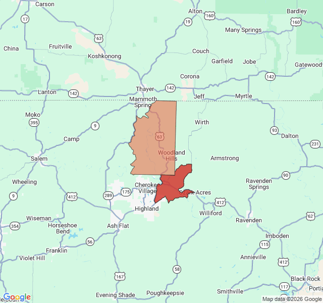 Map of septic coverage in Hardy, AR