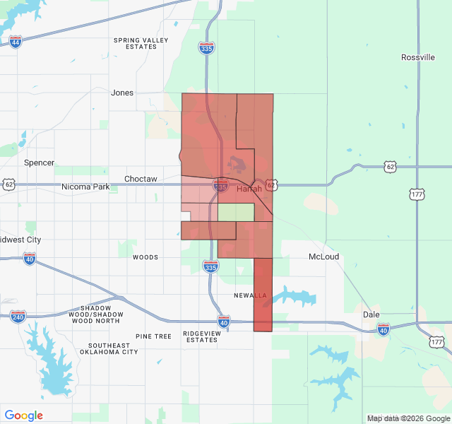 Map of septic coverage in Harrah, OK