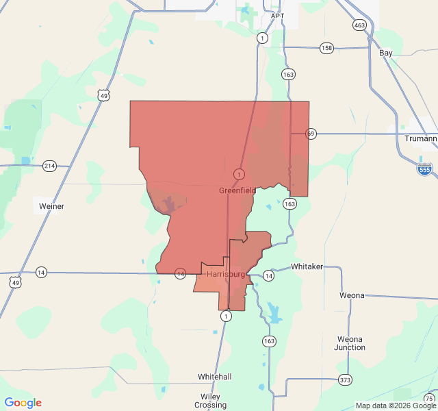 Map of septic coverage in Harrisburg, AR