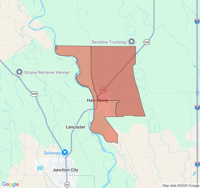 Map of septic coverage in Harrisburg, OR