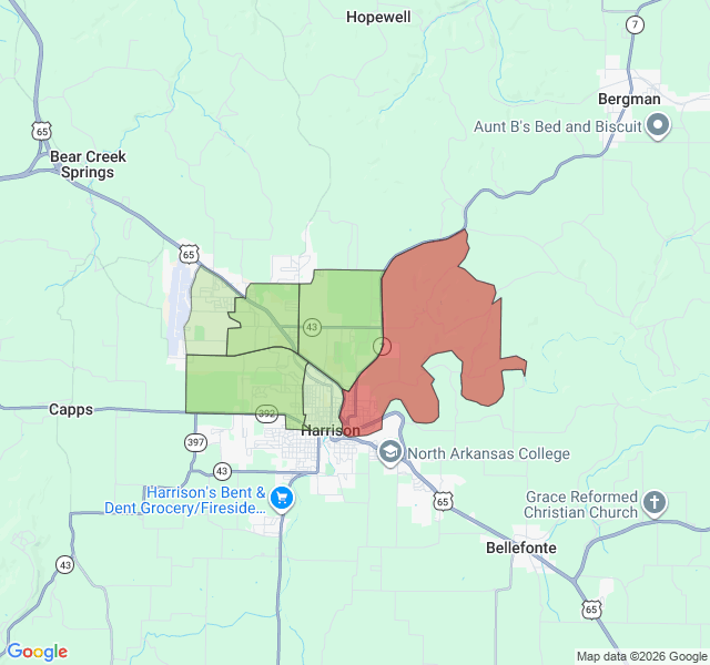 Map of septic coverage in Harrison, AR