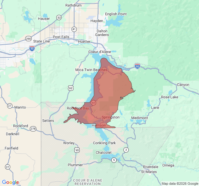 Map of septic coverage in Harrison, ID
