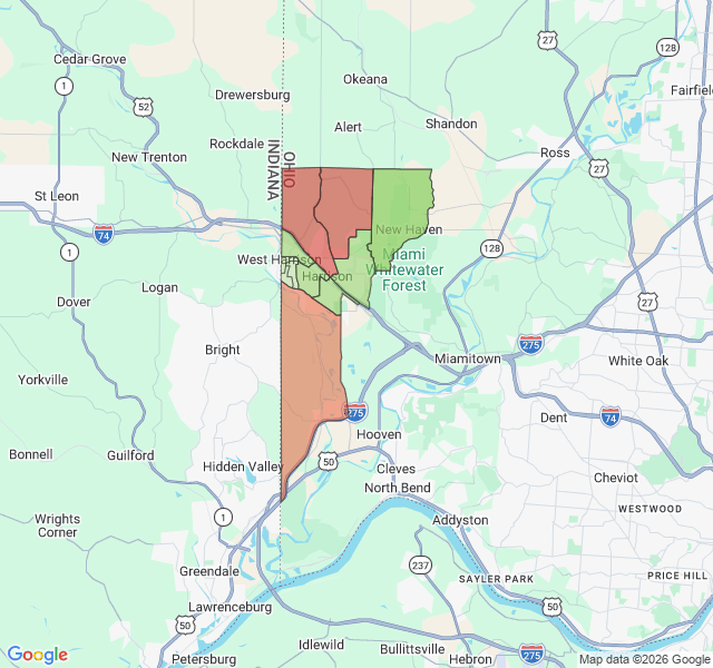Map of septic coverage in Harrison, OH