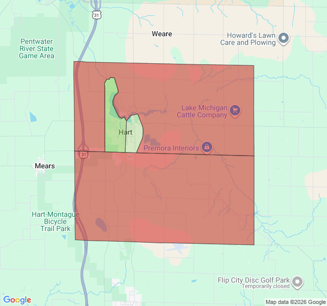 Map of septic coverage in Hart, MI