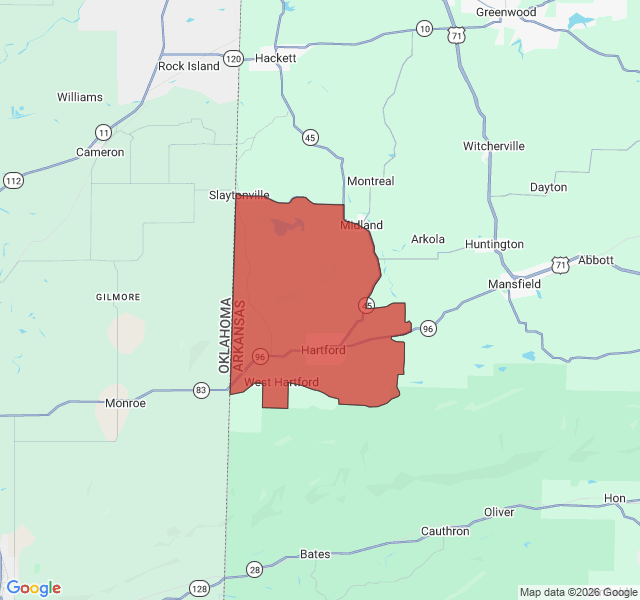 Map of septic coverage in Hartford, AR