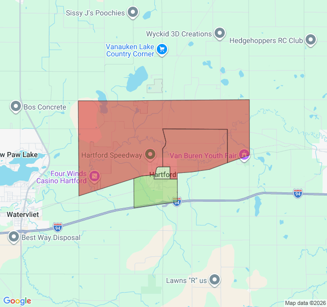 Map of septic coverage in Hartford, MI
