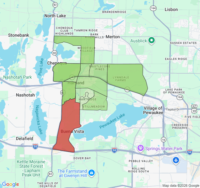 Map of septic coverage in Hartland, WI