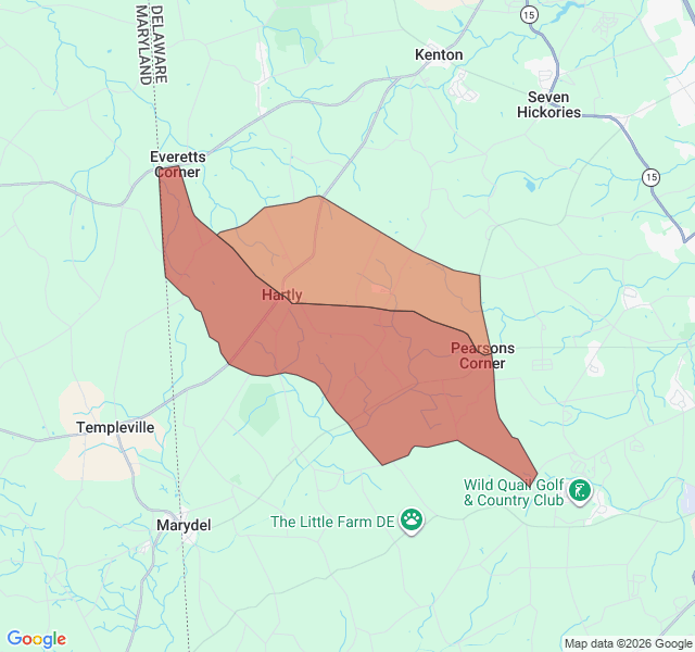 Map of septic coverage in Hartly, DE