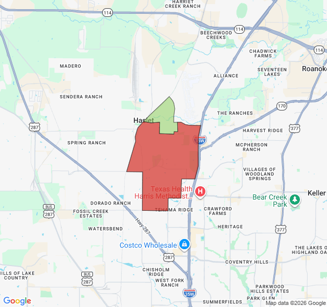 Map of septic coverage in Haslet, TX