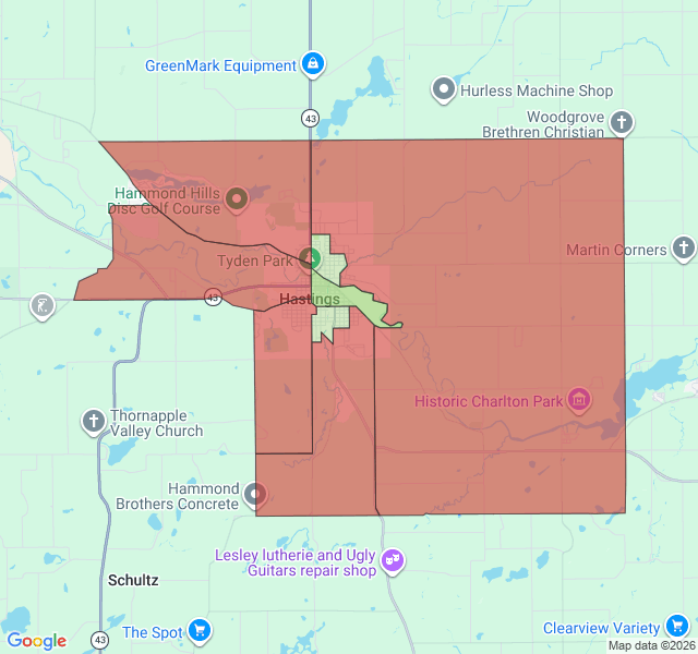 Map of septic coverage in Hastings, MI