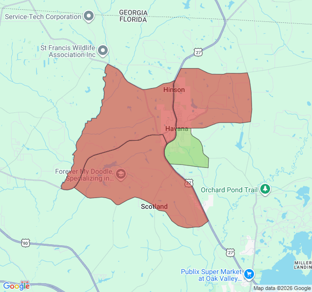 Map of septic coverage in Havana, FL
