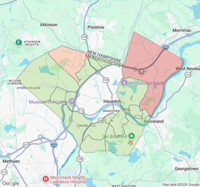 Map of septic coverage in Haverhill, MA