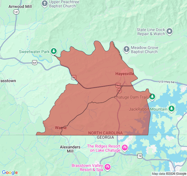 Map of septic coverage in Hayesville, NC