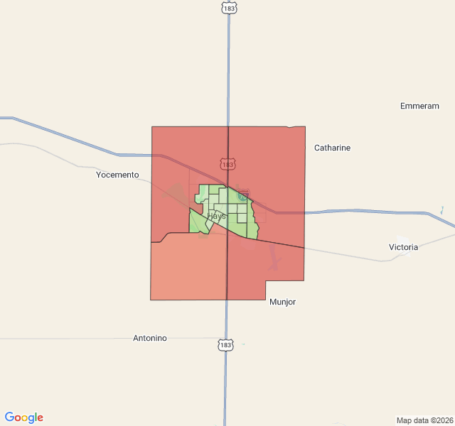 Map of septic coverage in Hays, KS