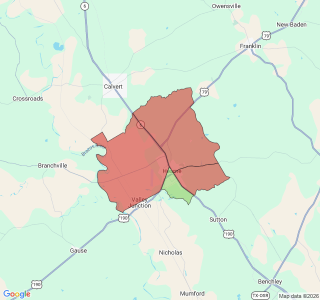 Map of septic coverage in Hearne, TX