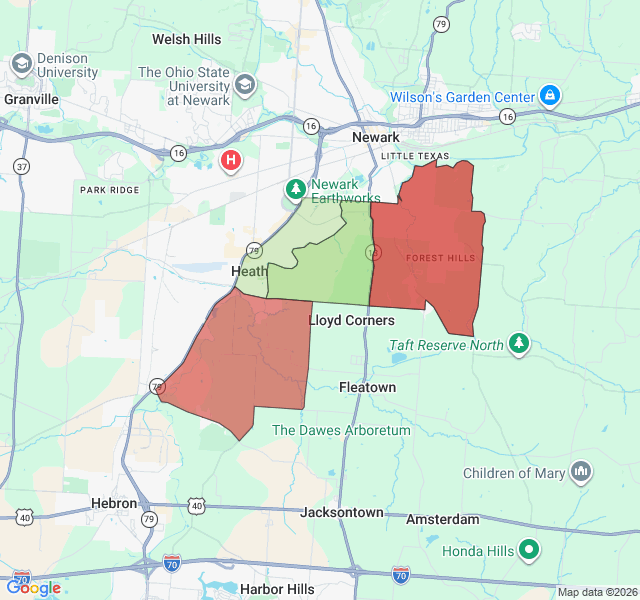 Map of septic coverage in Heath, OH