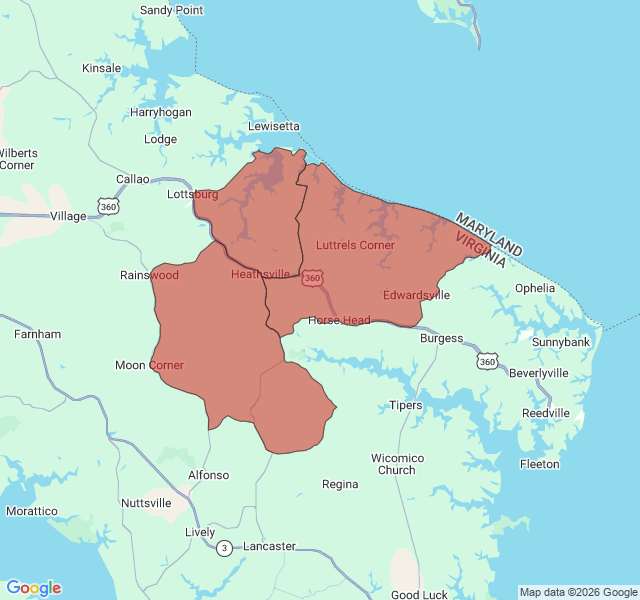 Map of septic coverage in Heathsville, VA