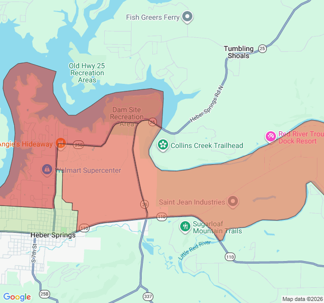 Map of septic coverage in Heber Springs, AR