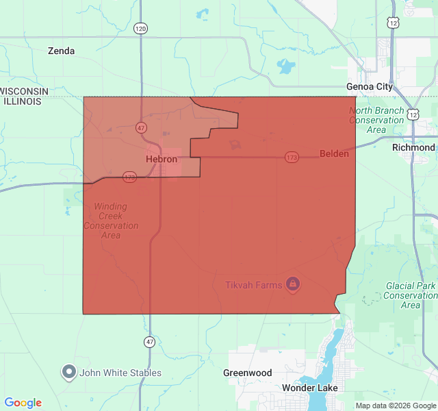 Map of septic coverage in Hebron, IL