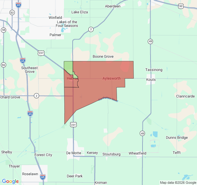 Map of septic coverage in Hebron, IN