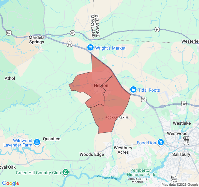 Map of septic coverage in Hebron, MD