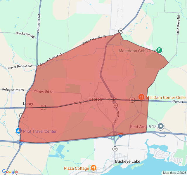 Map of septic coverage in Hebron, OH