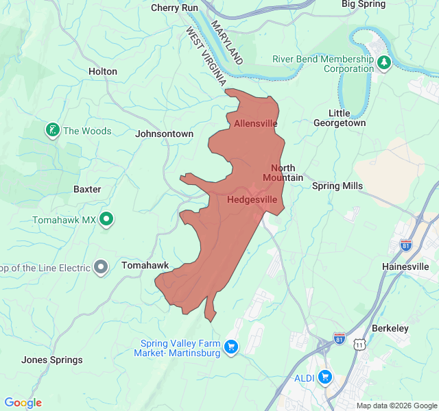 Map of septic coverage in Hedgesville, WV