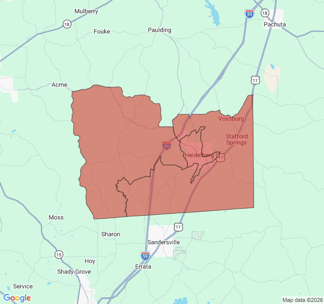 Map of septic coverage in Heidelberg, MS