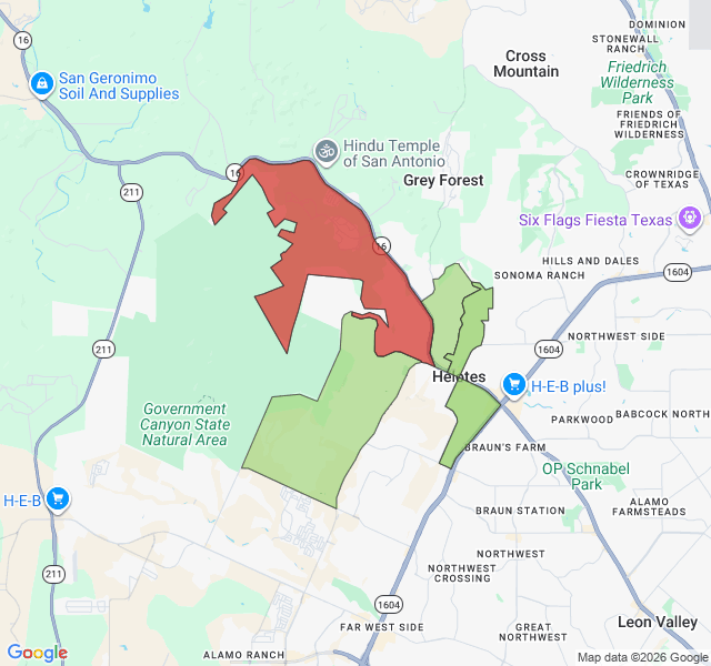 Map of septic coverage in Helotes, TX