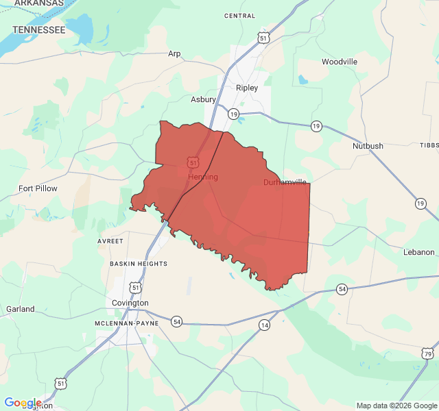 Map of septic coverage in Henning, TN