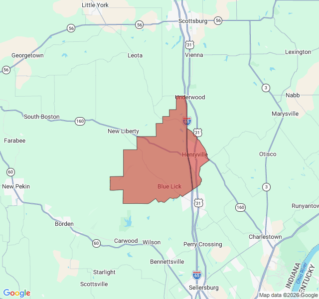 Map of septic coverage in Henryville, IN