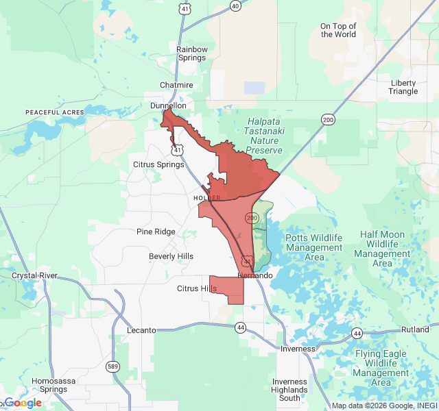 Map of septic coverage in Hernando, FL