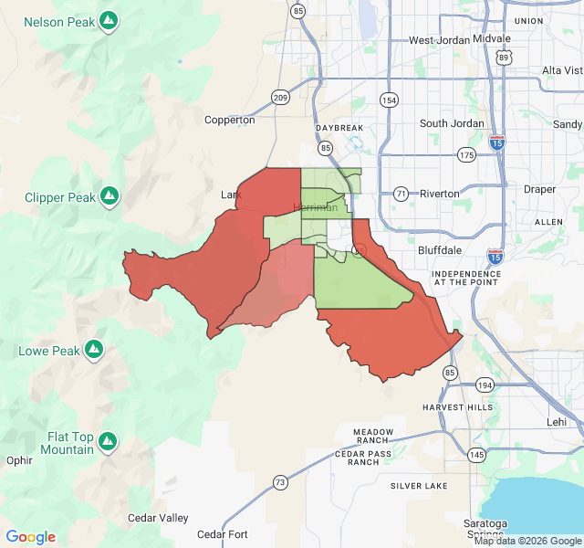 Map of septic coverage in Herriman, UT