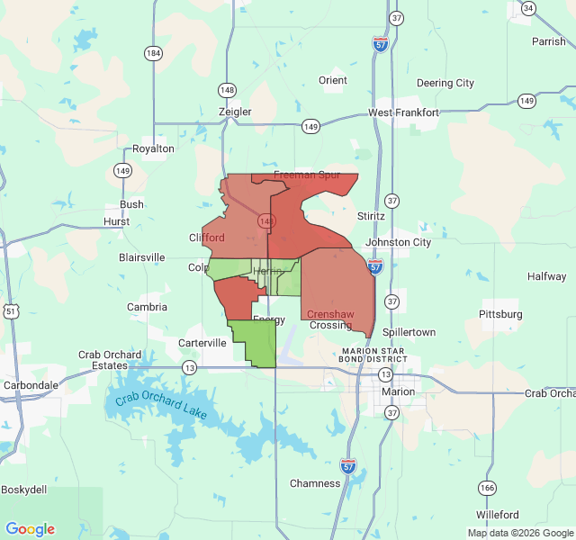 Map of septic coverage in Herrin, IL