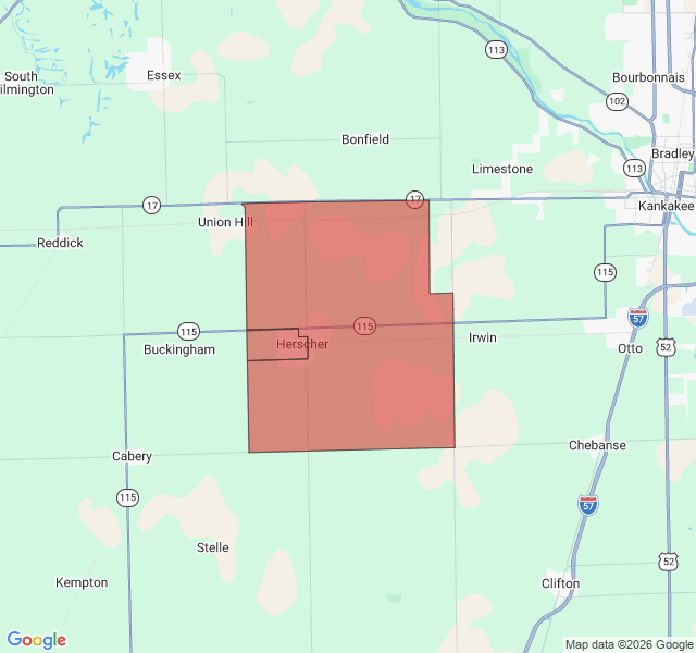 Map of septic coverage in Herscher, IL